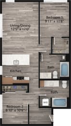 2 beds, 2 baths, 980 sqft, $2,932