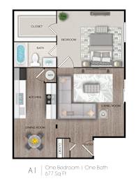 1 bed, 1 bath, 649 sqft, $1,020