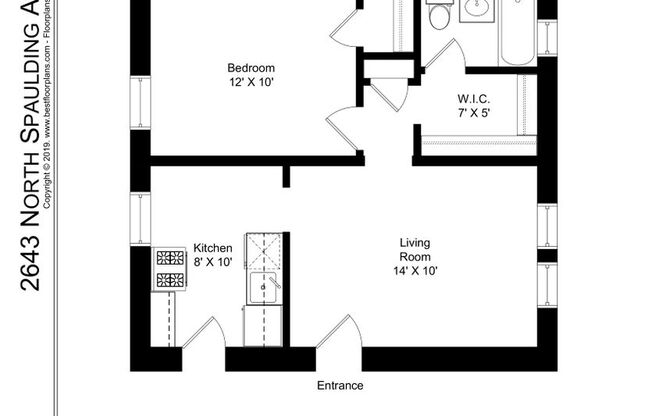 1 bed, 1 bath, 555 sqft, $2,095, Unit 2643-1E
