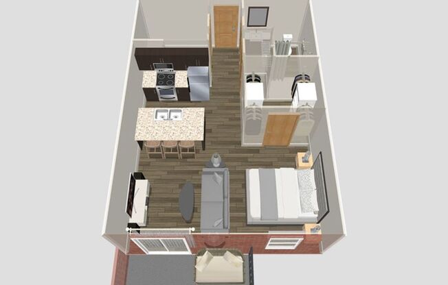 Studio, 1 bath, 563 sqft, $1,535, Unit 104-304