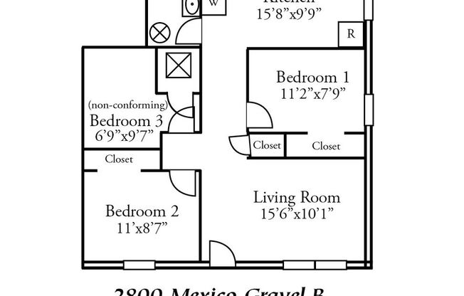 3 beds, 1 bath, $1,295, Unit B