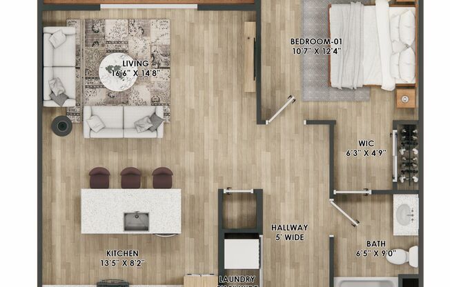 1 bed, 1 bath, 751 sqft, $1,790, Unit 223