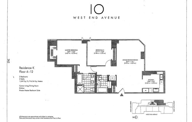 2 beds, 2 baths, 1,249 sqft, $8,750, Unit 7K