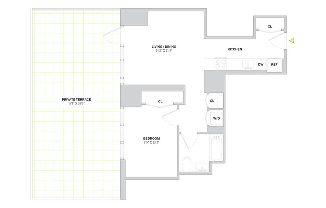 1 bed, 1 bath, $7,700, Unit 7K