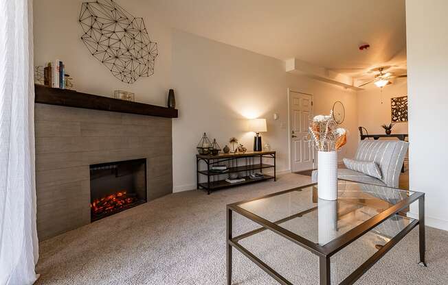 Living room with fireplace