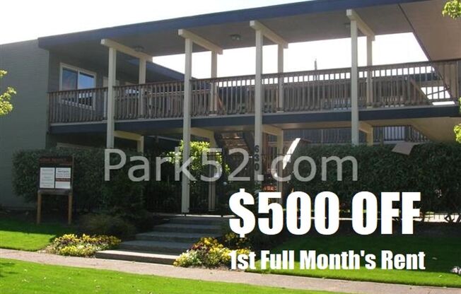 $500 Off First Full Month!  1st Floor Studio Apartment in North Tacoma
