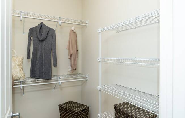 Bedroom closet with shelving at Southfield Commons Weymouth