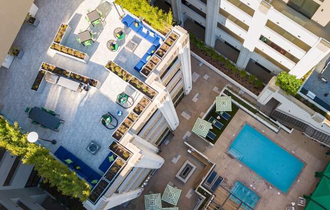 Aerial View of Pool at The Mansfield at Miracle Mile, Los Angeles, CA, 90036