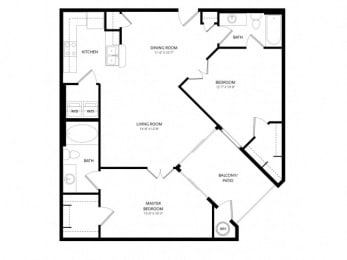 2 beds, 2 baths, 1,038 sqft, $1,525