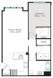 1 bed, 1 bath, 761 sqft, $2,423