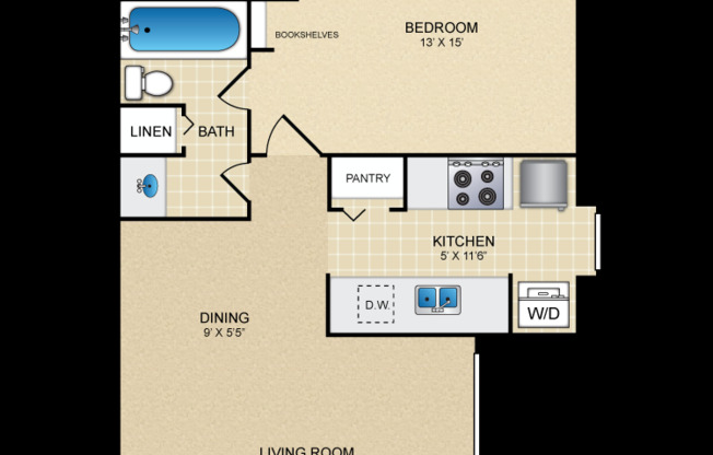 1 bed, 1 bath, 680 sqft, $1,135, Unit 622