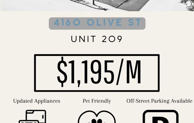 1 bed, 1 bath, 812 sqft, $1,350, Unit 209