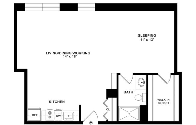 1 bed, 1 bath, 715 sqft, $3,200