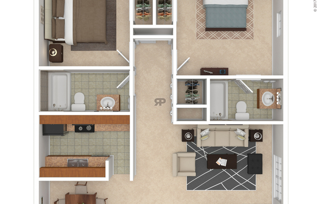 2 beds, 2 baths, 1,057 sqft, $1,340