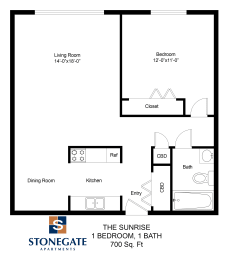 1 bed, 1 bath, 700 sqft, $1,185