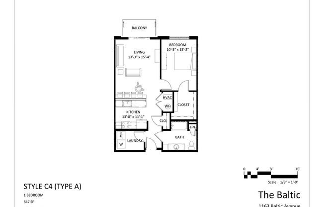 1 bed, 1 bath, 847 sqft, $1,360, Unit 215