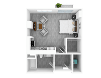 Studio, 1 bath, 524 sqft, $1,260