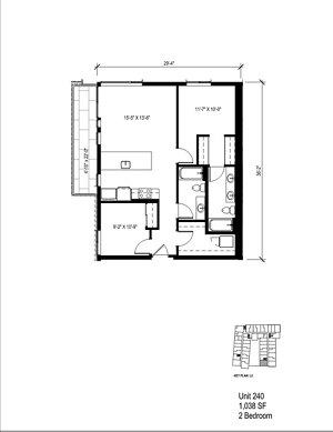 2 beds, 2.5 baths, 1,038 sqft, $3,495