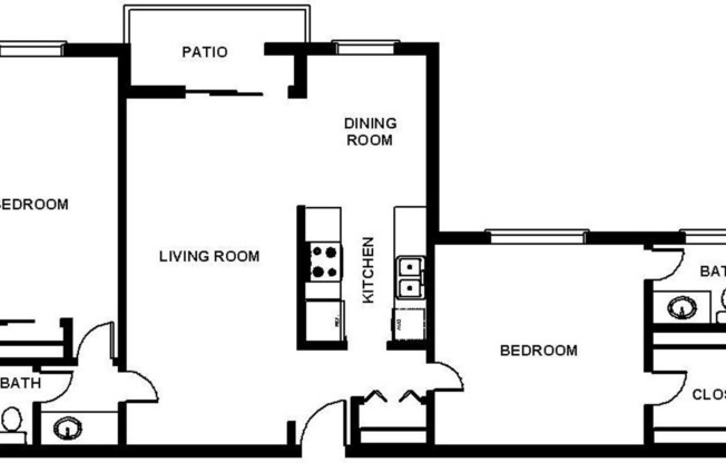 2 beds, 2 baths, 1,088 sqft, $1,600