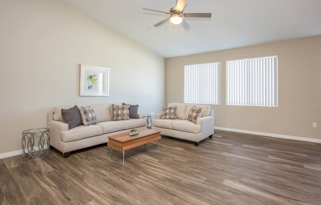 Wood Floor Living Room at The Passage Apartments by Picerne, Henderson, NV, 89014