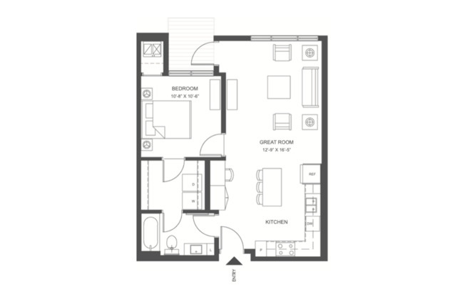 1 bed, 1 bath, 698 sqft, $1,495, Unit 101