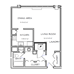 Studio, 1 bath, 583 sqft, $1,599