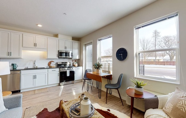 Living Room With Kitchen View at Shady Oak Crossing, Minnetonka