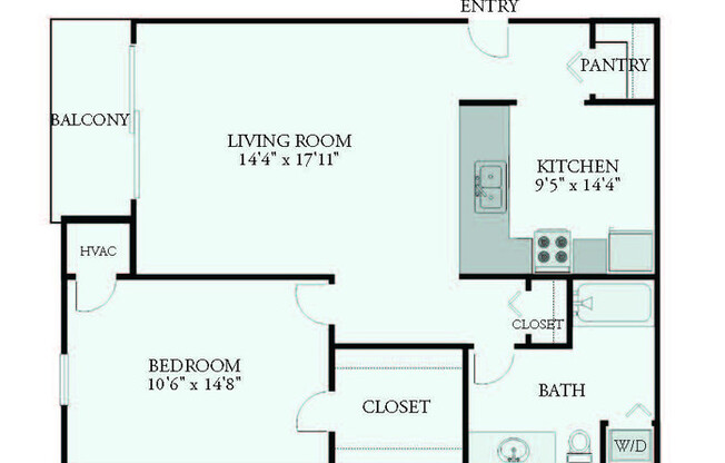 1 bed, 1 bath, 810 sqft, $1,390, Unit 800-203