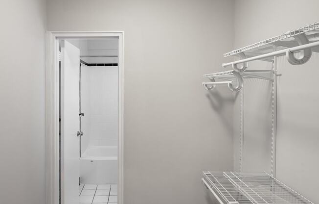 Studio closet and bath at 1500 Arlington, Arlington, VA, 22209