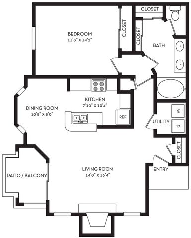1 bed, 1 bath, 857 sqft, $1,289