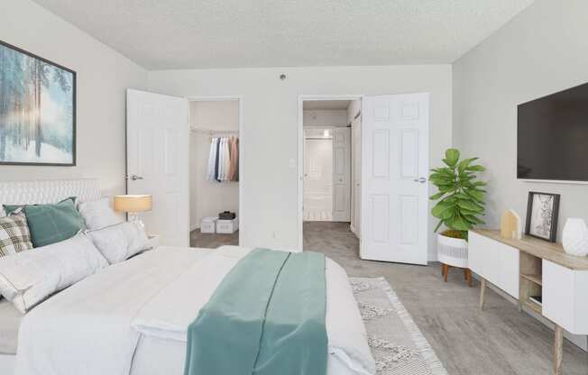 Apartment bedroom with closet space (virtually staged)  at Lenox Park, Silver Spring, MD, 20910