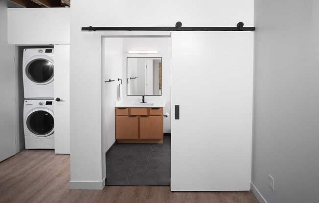 Laundry room at Bostad Apartments, Fargo, ND