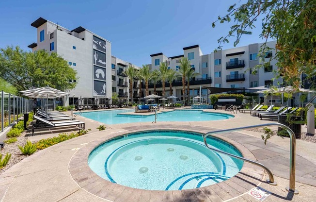 resort style spa at slate scottsdale apartment community