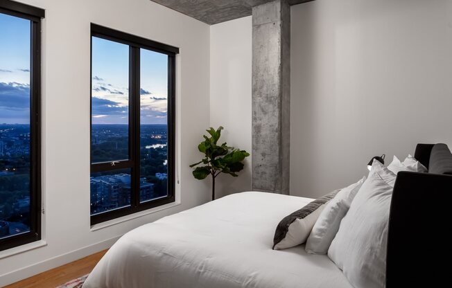 Penthouse bedroom with unobstructed view