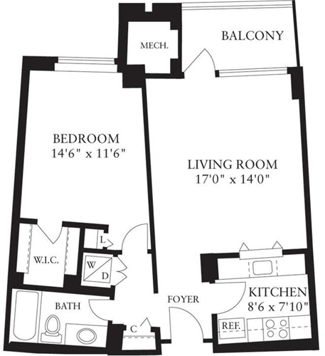 1 bed, 1 bath, 665 sqft, $2,237