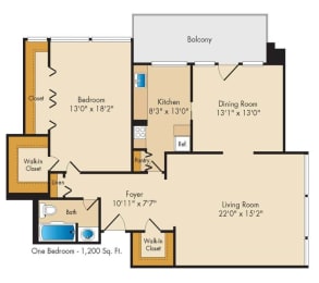 1 bed, 1 bath, 1,200 sqft, $2,335