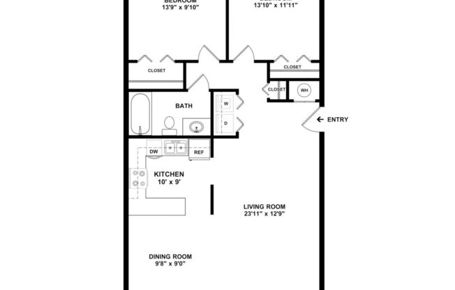 2 beds, 1 bath, 1,012 sqft, $1,350