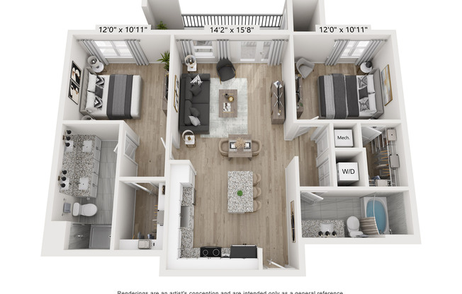 2 beds, 2 baths, 1,185 sqft, $2,110