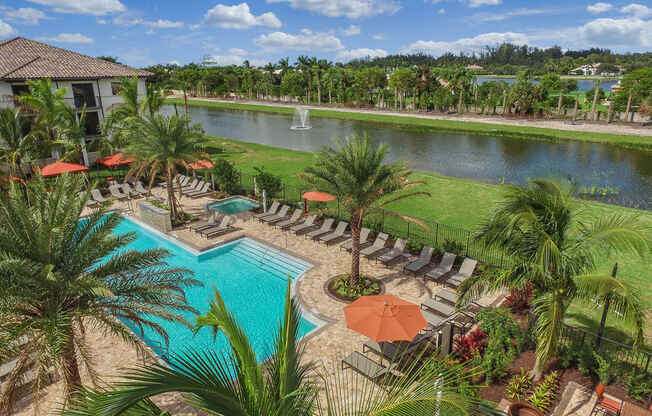 Lovely pool area at Palm Ranch Apartments in Davie, FL