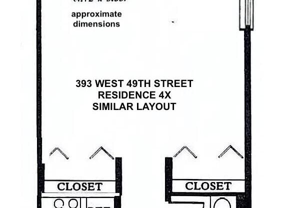 Studio, 1 bath, 422 sqft, $3,400, Unit 4X