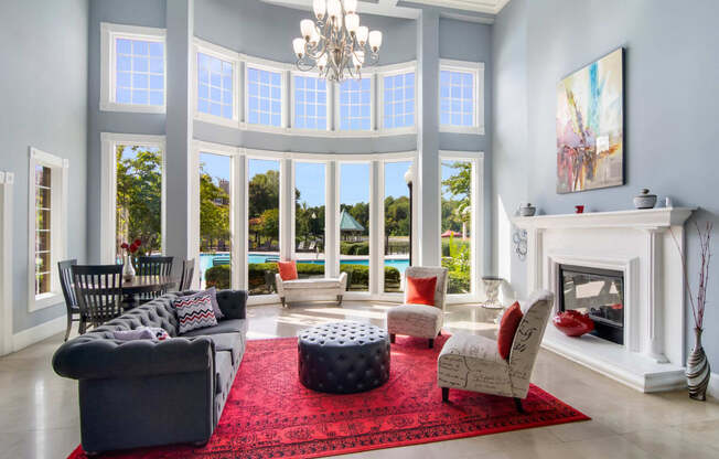 Clubhouse with Fireplace at Bridford Lake Apartments, Greensboro, North Carolina