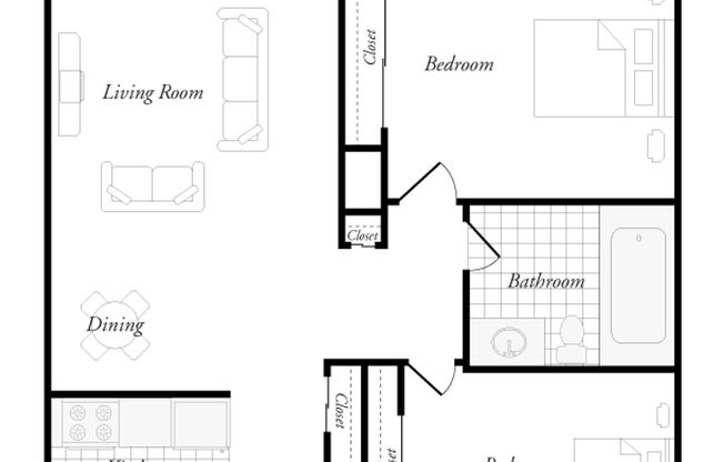 2 beds, 1 bath, 740 sqft, $1,550