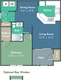 1 bed, 1 bath, 792 sqft, $1,338