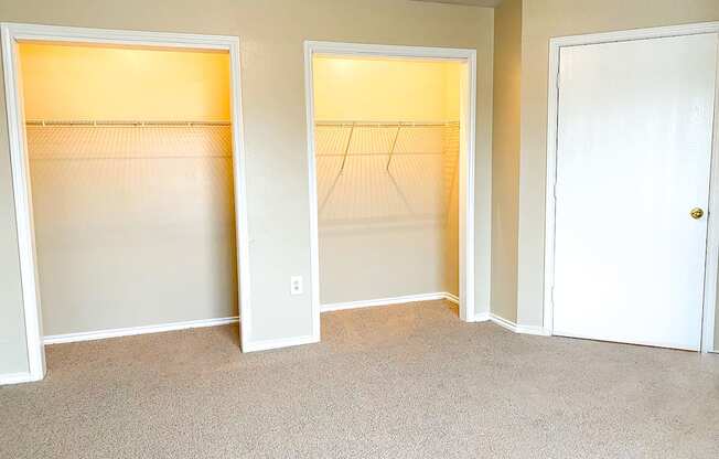 Bedroom with two large closets at Cobblestone Corners Apartment Homes, Nashville, Tennessee