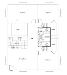 3 beds, 2 baths, 1,300 sqft, $1,515