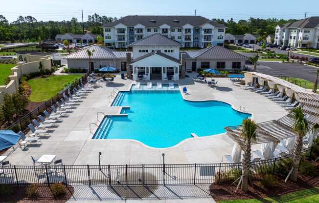 an aerial view of the pool at the resort at governors crossing