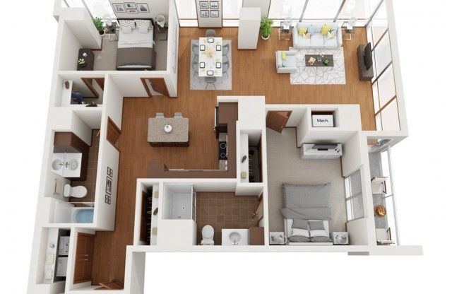 2 beds, 2 baths, 1,243 sqft, $3,130