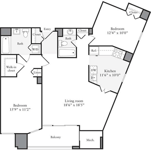 2 beds, 2 baths, 1,001 sqft, $3,509, Unit 0706