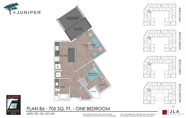 1 bed, 1 bath, 705 sqft, $1,620, Unit 335