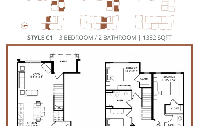 3 beds, 2.5 baths, 1,352 sqft, $1,575, Unit 914-110